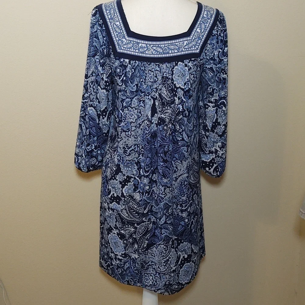 Michael Kors Women's Blue and White Smock Dress - Picture 3 of 7